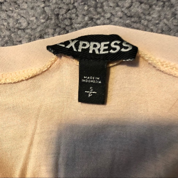 Express Peach w Sheer Beaded Floral Overlay Top - Picture 5 of 5